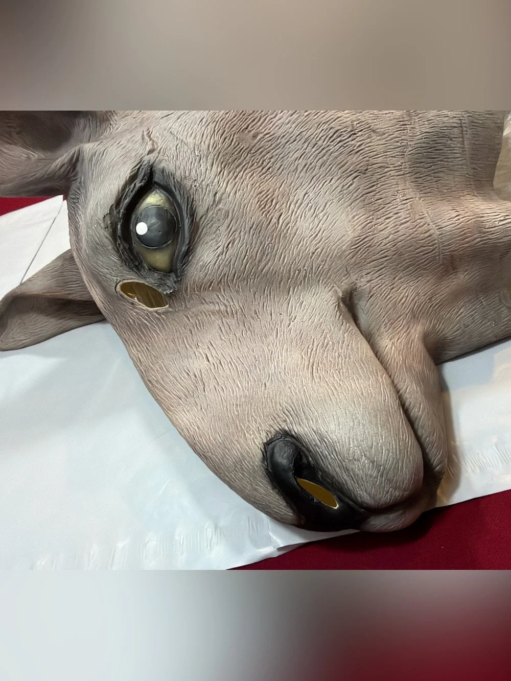 Kangaroo Head Gray Animal Mask Latex Adult Size Halloween Masquerade Long Ears